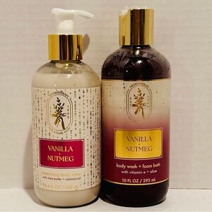 Bath & Body NEW Vanilla Nutmeg Body Lotion & Body Wash & Foam Bath